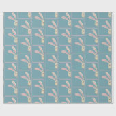 Papier Cadeau Lapins de Pâques sur fond bleu (Plat)