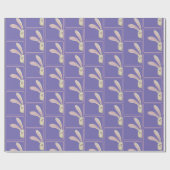 Papier Cadeau Lapins de Pâques sur fond violet (Plat)