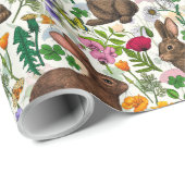 Papier Cadeau Lapins et fleur sauvage (Coin rond)