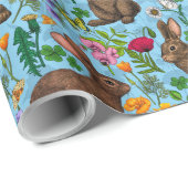 Papier Cadeau Lapins et fleur sauvage (Coin rond)