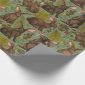 Papier Cadeau Lapins et flore boisée Papier d'enveloppement (Coin)