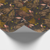 Papier Cadeau Lapins et flore boisée Papier d'enveloppement (Coin)