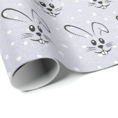 Papier Cadeau Lapins mignons sur pois (Coin rond)