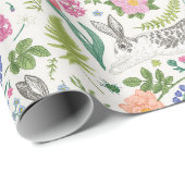 Papier Cadeau Lapins, papillons et fleurs (Coin rond)