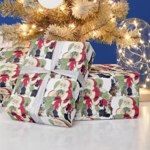 Papier Cadeau Lapins Père Noël et Lapin vintages, Cadeaux de Noë