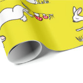 Papier Cadeau Lapins sur fond jaune (Coin rond)