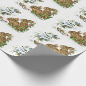 Papier Cadeau Lapins vintages d'hiver (Coin)