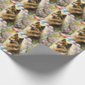 Papier Cadeau Lapphund finlandais avec oeufs de Pâques (Coin)