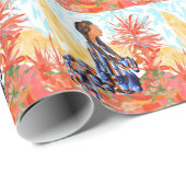 Papier Cadeau L'arbre donnant une prière de fille de Natif (Coin rond)