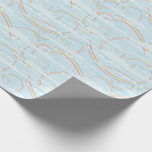 Papier Cadeau L'arc-en-ciel brille avec des nuages blancs dans l (Coin)