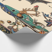 PAPIER CADEAU LARGE BESTIAIRE MÉDIÉVAL, BATS DE VOL ANIMAUX DE F (Coin)