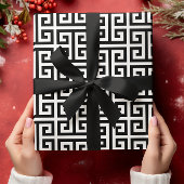 Papier Cadeau Large Black and White Greek Key Pattern