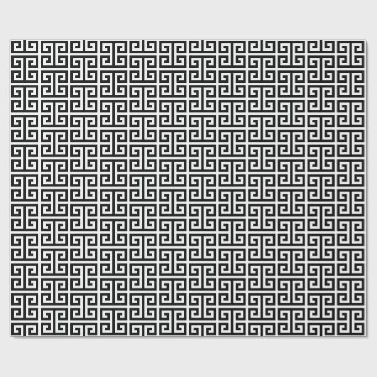Papier Cadeau Large Black and White Greek Key Pattern (Plat)
