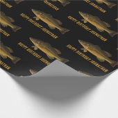 Papier Cadeau Largemouth Bass Fish Pattern Happy Birthday & Name (Coin)