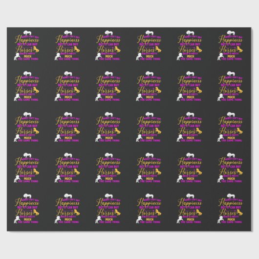 Papier Cadeau L'argent peut acheter des chevaux violet jaune (Plat)