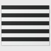 Papier Cadeau Larges Rayures Horizontales Noires et Blanches (Plat)
