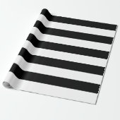 Papier Cadeau Larges Rayures Horizontales Noires et Blanches (Déroulé)