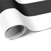 Papier Cadeau Larges Rayures Horizontales Noires et Blanches (Coin rond)