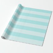 Papier Cadeau Larges Rayures Horizontales Turquoise Clair (Déroulé)