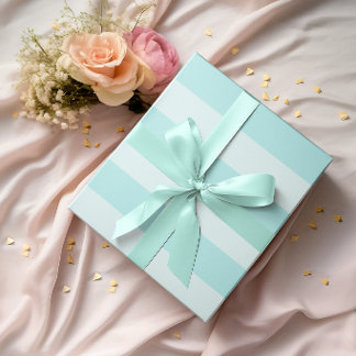 Papier Cadeau Larges Rayures Horizontales Turquoise Clair