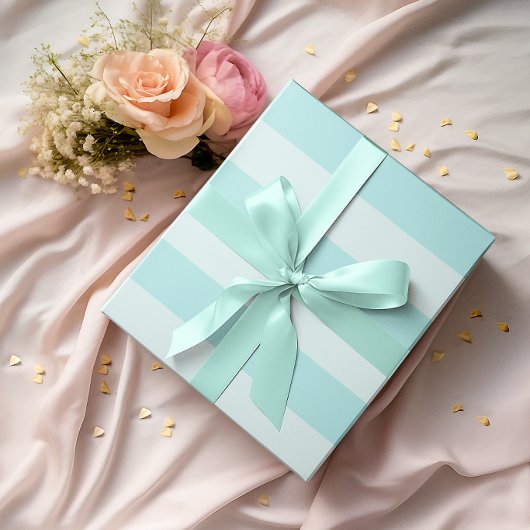 Papier Cadeau Larges Rayures Horizontales Turquoise Clair