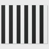 Papier Cadeau Larges Rayures Verticales Noires et Blanches (Plat)