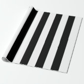 Papier Cadeau Larges Rayures Verticales Noires et Blanches (Déroulé)