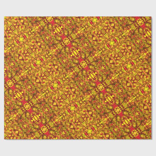 Papier Cadeau L'art abstrait jaune ressemble à un tissu sari tri (Plat)