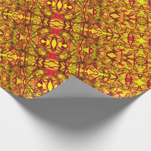 Papier Cadeau L'art abstrait jaune ressemble à un tissu sari tri (Coin)