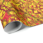 Papier Cadeau L'art abstrait jaune ressemble à un tissu sari tri (Coin rond)