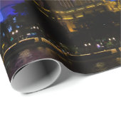 Papier Cadeau Las Vegas la nuit Skyline (Coin rond)