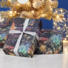 Papier Cadeau Las Vegas Noël & Nouvel An en aquarelles