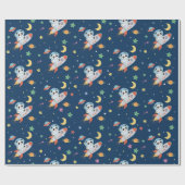 Papier Cadeau l'astronaute bleu et orange Panda (Plat)