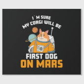 Papier Cadeau L'astronaute est sûr que mon Corgi sera le premier (Plat)