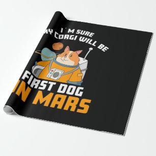 Papier Cadeau L'astronaute est sûr que mon Corgi sera le premier