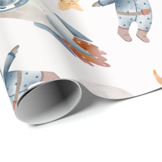 Papier Cadeau L'astronaute spatial Animaux Papier d'enveloppemen (Coin rond)