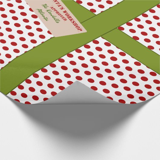 Papier Cadeau L'atelier rouge de Père Noël de point personnalisé (Coin)