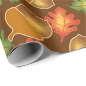 Papier Cadeau L'atmosphère brillante d'automne avec des glands (Coin rond)