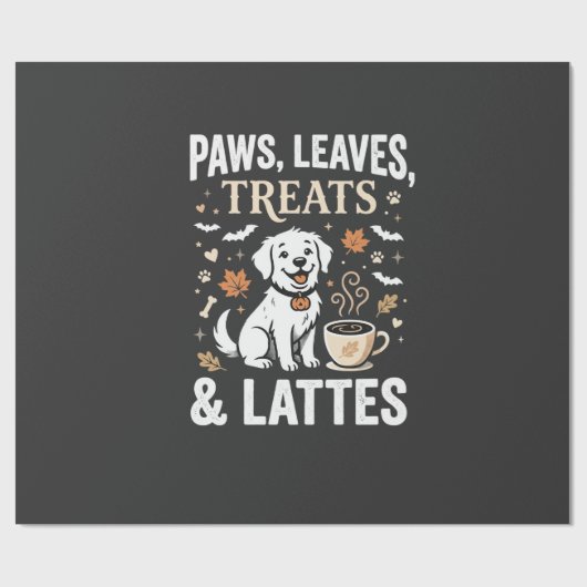 Papier Cadeau Latté Chute de Chien Halloween (Plat)