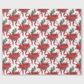 Papier Cadeau Lattice des poinsettias rouges (Plat)