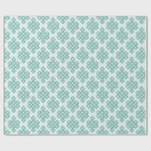 Papier Cadeau Lattice Endless Knot Textured in Green and Aqua (Plat)