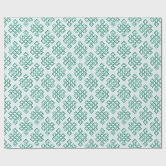 Papier Cadeau Lattice Endless Knot Textured in Green and Aqua (Plat)