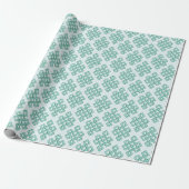 Papier Cadeau Lattice Endless Knot Textured in Green and Aqua (Déroulé)