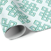 Papier Cadeau Lattice Endless Knot Textured in Green and Aqua (Coin rond)