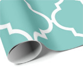 Papier Cadeau Latticerie Bleue, Quatrefoil, Trellis Marocain (Coin rond)