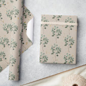 Papier Cadeau Laurier de Noël rustique vintage