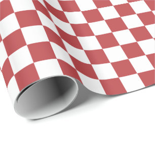 Papier Cadeau L'aurore rouge et blanc Checkered