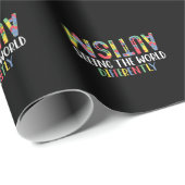 Papier Cadeau L'Autisme Voit Le Monde Différemment L'Autisme (Coin rond)