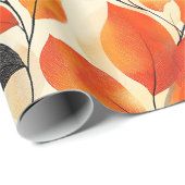 Papier Cadeau L'automne laisse l'élégance Motif sans faille (Coin rond)