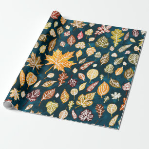 Papier Cadeau L'automne laisse sans coutures motif arrière - pla